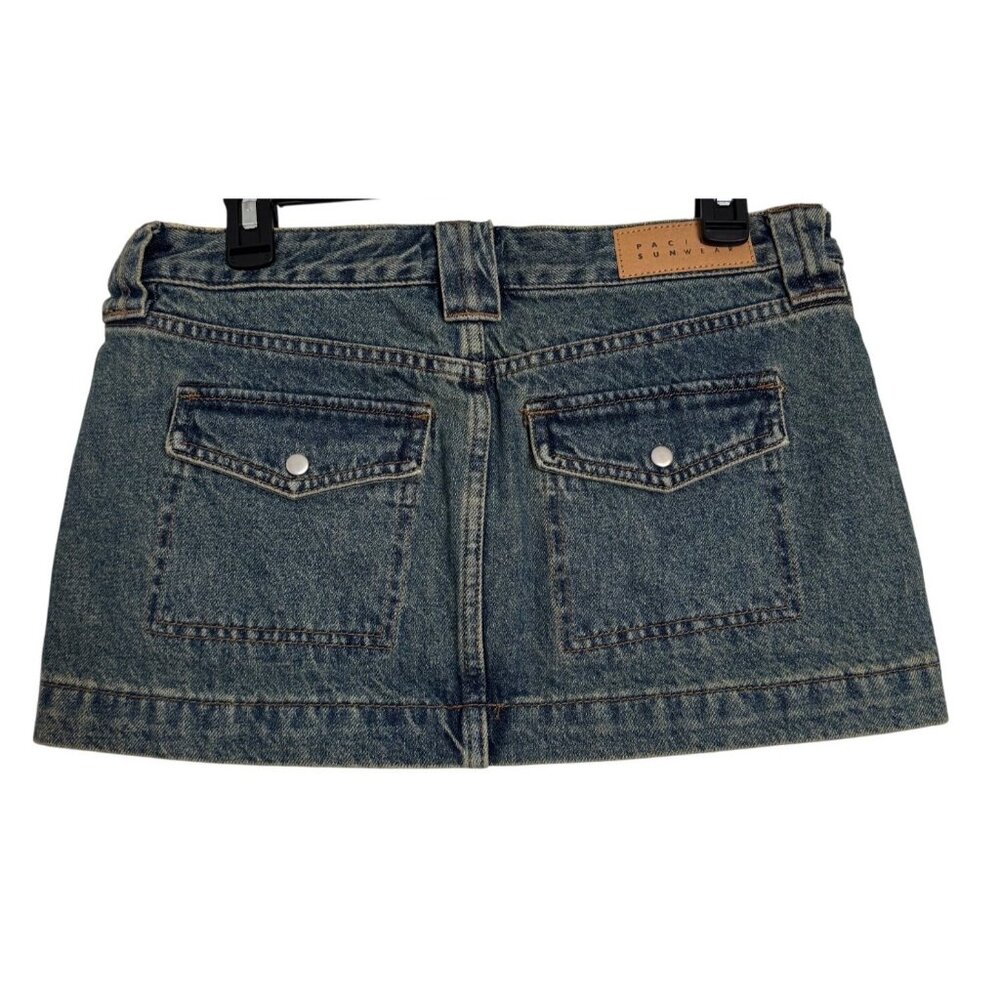 Pacsun Dark Indigo Size 27 Low Rise Micro Mini Skirt Jean Pockets NWOT - Picture 14 of 14